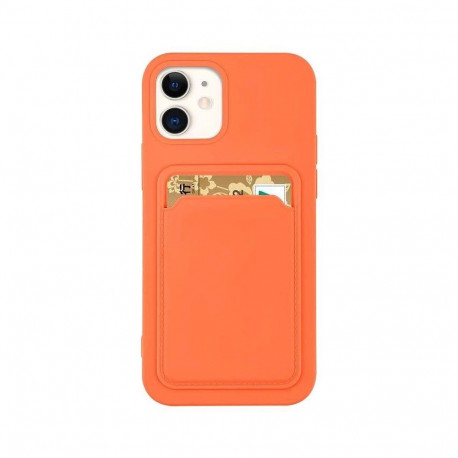 Card Case Silicone Wallet Case with Card Slot Documents for iPhone 12 Pro Orange