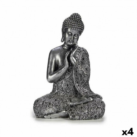 Decorative Figure Gift Decor XS19702-B XS19702-B Silver Buddha Sitting 22 x 33 x 18 cm (4 Units)