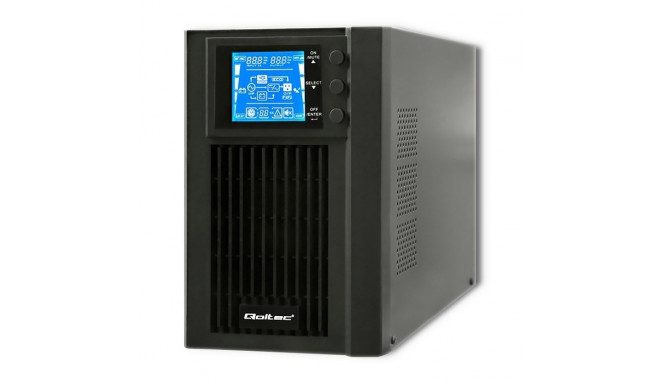 Qoltec 53042 katkematu toiteallikas | on-line | puhas siinuslaine | 1kVA | 800W | LCD