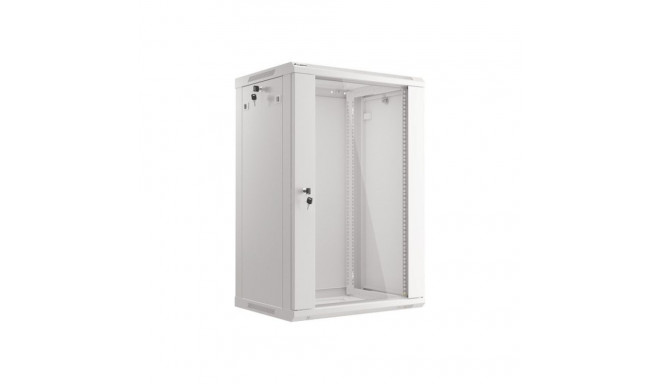 Lanberg wall-mounted installation rack cabinet 19'' 18U 600x450mm gray (glass door)