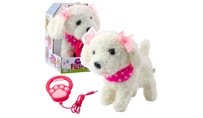 Interaktywny Piesek Pudel Z Kokardkami Na Smyczy Chodzi Szczeka Biały