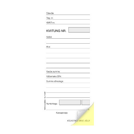 Kviitung A67 2-ne isekopeeruv raamat (2x50lehte)