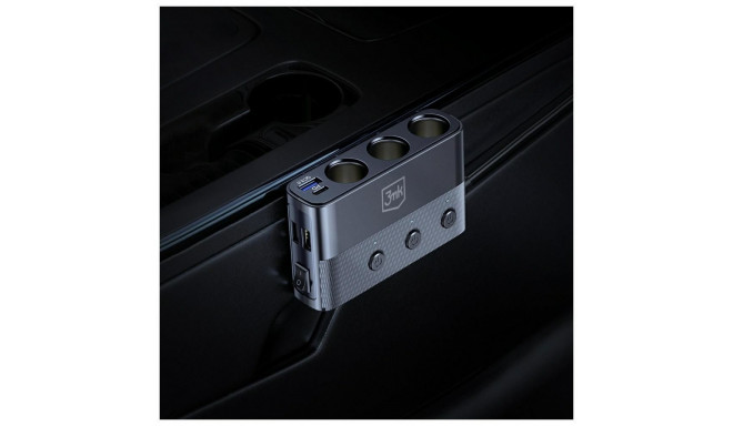 3MK Car Power Splitter 120W PD QC PPS 3xUSB-A 1xUSB-C 3xDC Black