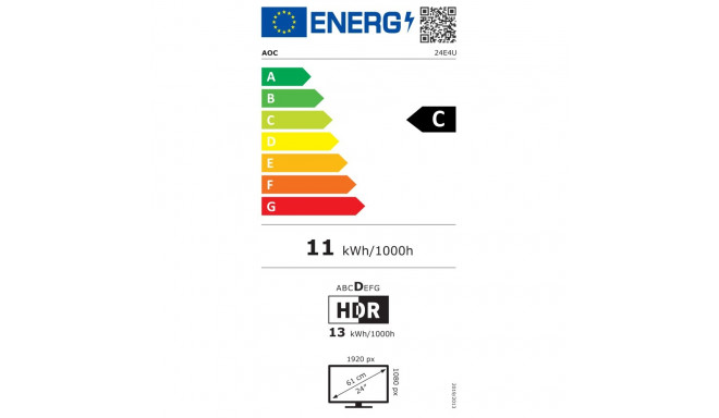 LCD Monitor|AOC| 60.5 cm (23.8")|1920 x 1080 pixels|Full HD|Native aspect ratio 16:9|LED|Flat|24E4U