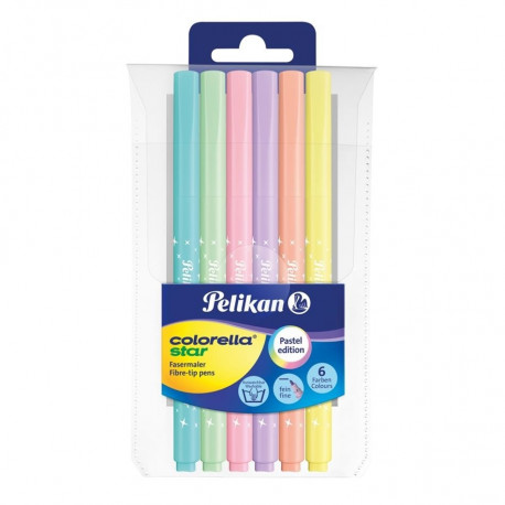 Pelikan viltpliiats Colorella Star, pastelne, ümar, 6 värvi