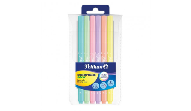 Pelikan viltpliiats Colorella Star, pastelne, ümar, 6 värvi