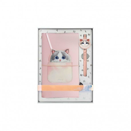 Nimmy 2in1 notebook + pen pink Big Eyed Pet 2.0 Cat set