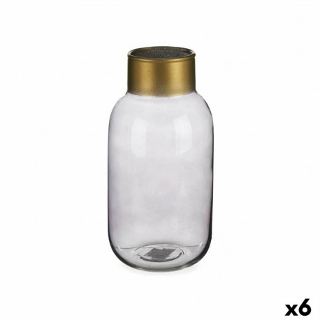 Vase Gift Decor V1224IP-S V1224IP-S Grey Golden Glass 11,5 x 24 x 11,5 cm (6 Units)