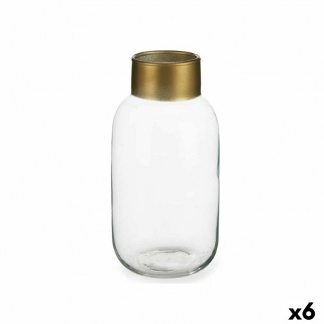 Vase Gift Decor V1224IP-T V1224IP-T Transparent Golden Glass 11,5 x 24 x 11,5 cm (6 Units)