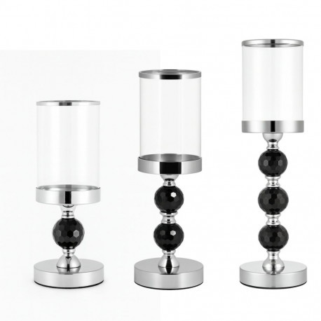 DA191B Komplet 3 świeczników czarny