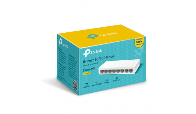 TP-LINK | 8-Port 10/100Mbps Desktop Network Switch | LS1008 | Unmanaged | Desktop | Power supply typ