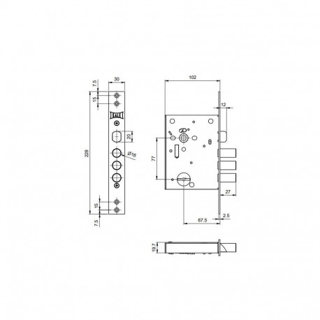 MORTISE LOCK KALE. 442L. CP
