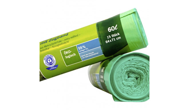 1x15 Secolan Garbage Bags with drawstring 60 l green