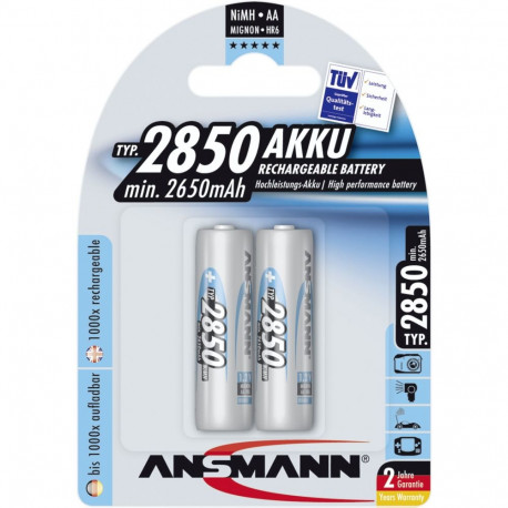 1x2 Ansmann NiMH laetav aku 2850 Mignon AA 2650 mAh