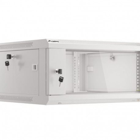 RACK CABINET 19" WALL-MOUNT 4U/600X600 (FLAT PACK) WITH GLASS DOOR GREY LANBERG V2