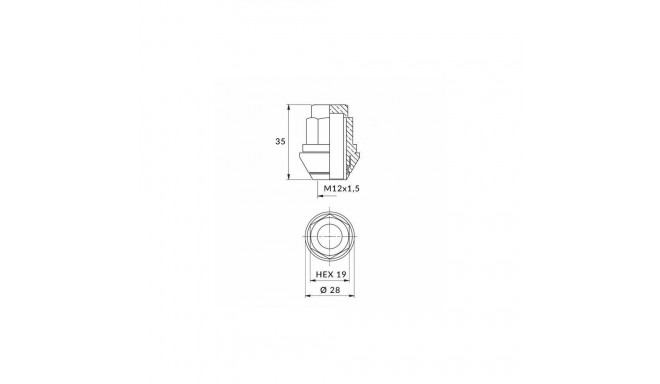 Mutter M12x1,50/35/19 kinnine Ford OE