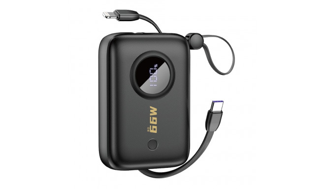 Dudao K14 10000mAh power bank with USB-C / Lightning cables - black