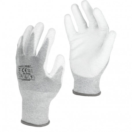 Rękawice pu antystat. białe l230409p, karta, "9", ce, lahti