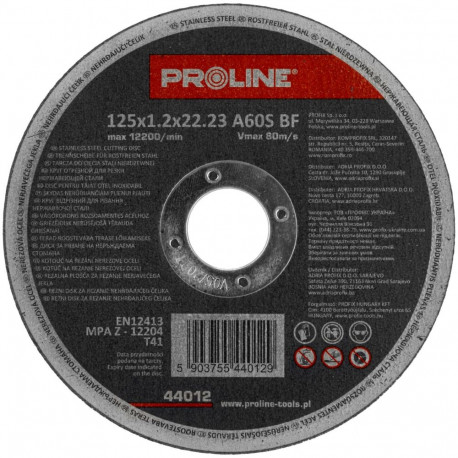 44012 happekindla terase lõikeketas T41, 125x1.2 mm, Proline