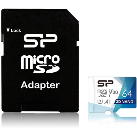 Silicon Power mälukaart microSDXC 64GB Superior Pro V30 + adapter (avatud pakend)