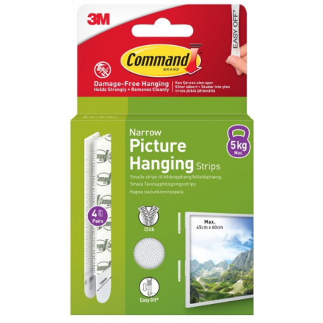 3M Command Strips Narrow 4pcs, white