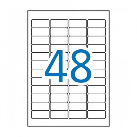 Etikett iseliimuv APLI 45,7x21,2mm, valge polüester, ilmastikukindel, 48 tk A4 lehel, 20l/pk, Ref.12