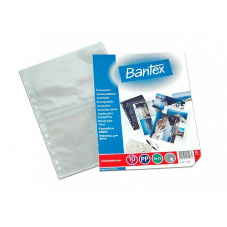 Kiletasku fotodele A4, köidetav, läikiv, 100 mic, 4 taskut 9x13 cm, 10 tk. pakis, Bantex