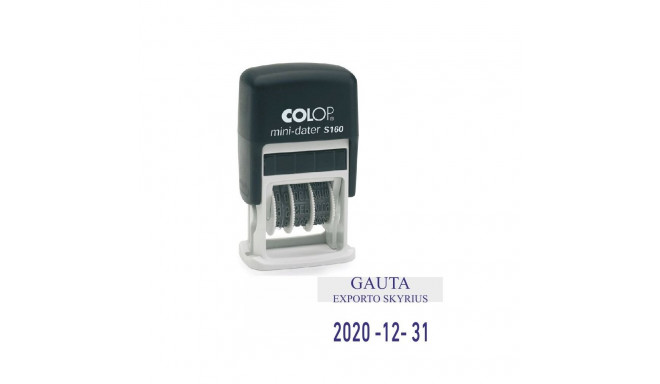 Tempel COLOP MINI DATER S160 (YYYY-MM-DD),must korpus, sinine padi