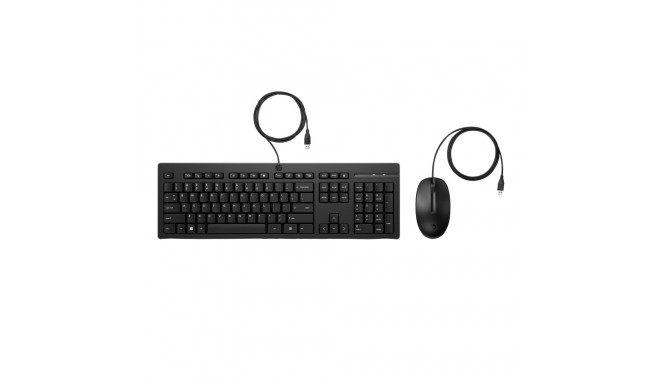 HP 225 G2 USB Wired Mouse Keyboard Combo, Copilot Key, spill resistant - Black - US ENG
