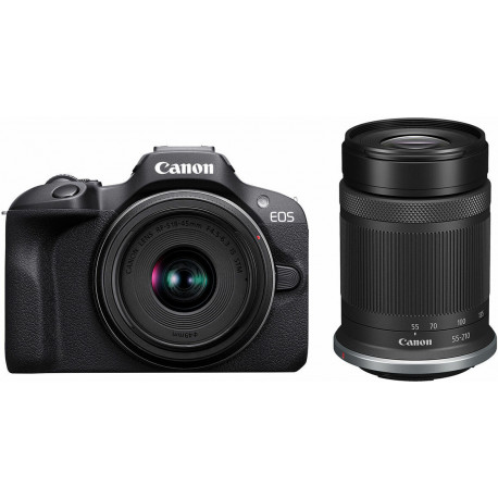 Canon EOS R100 + 18-45 + 55-210mm, must (avatud pakend)