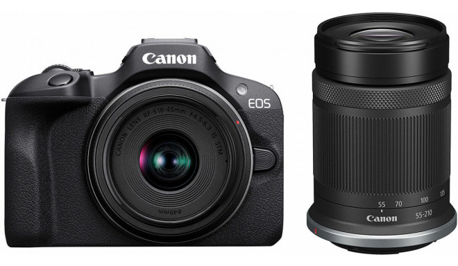 Canon EOS R100 + 18-45 + 55-210mm, must (avatud pakend)