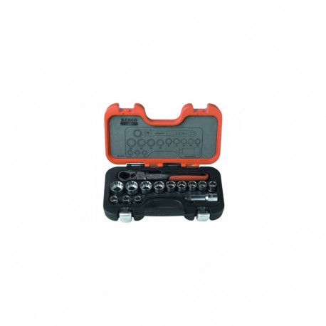 Pass-through socket set 10-24mm 14 pcs with flexible head ratchet