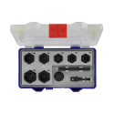 Tivoly löögipadrunite ekstraktorkomplekt – 10-osaline, 3/8″ kuuskantvõll, Ø 10–19 mm, CrMo teras, mu