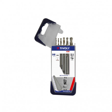 Tivoly Metal Drill Bit Set – 6-Piece Ø2–8 mm, Split Point, 30° N-Flute, HSS, Cylindrical Shank