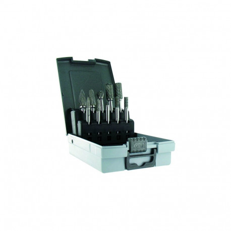 Tivoly Carbide Rotary Burr Set – 10-Piece, Ø6–12mm, Fine Cut, 6mm Shank, TECHNIC Series