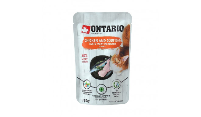 Kassikonservid - Ontario Pouch Kana ja tursakala puljongis, 80 g