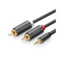 UGREEN AV102 2x RCA cable (Cinch) jack 3.5 mm 1.5m (black)