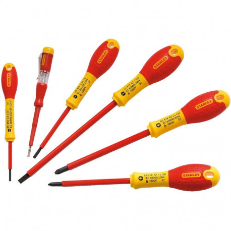 Schraubendreher-Set FATMAX, 6-teilig (rot/gelb, isoliert, inkl. Spannungsprüfer)
