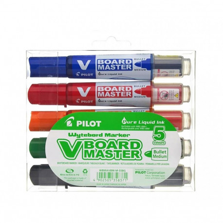 Tahvlimarker Pilot V Board Master,  joon 2,3mm, ümar ots, padruniga, 5tk, BeGreen - 91%, taaskasutat