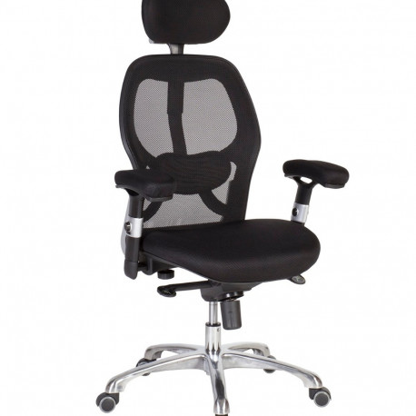 Töötool GAIOLA peatoega, võrkseljatugi, reg. käetoed 39493,/ max 120kg /  must võrkkangas + hõbehall