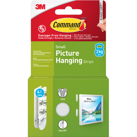 3M Command Strips Small 4pcs, white