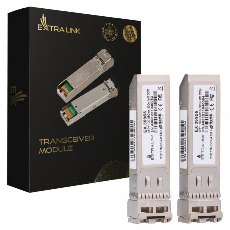 Extralink SFP+ 10G 2-pack SFP+ Module 10Gbps, LC/UPC, 850nm, 300m, multi mode, DOM, Dedicated to HP/