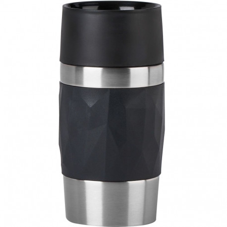 TRAVEL MUG kompaktne termoskruus 0,3L keeratava korgiga, must/roostevaba teras