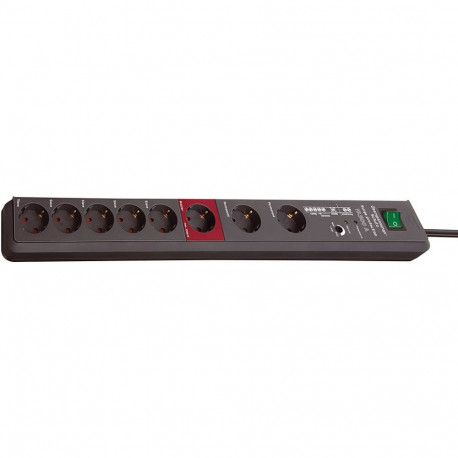 Secure-Tec Steckdosenleiste 8-fach (anthrazit, 3 Meter, 19.500A Überspannungsschutz, 1 Main- und 5 F