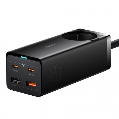Baseus GaN3 Pro 65W EU Charging Station + 2 x USB-C + 2 x USB-A with Baseus Xiaobai USB-C 100W 1m Ca
