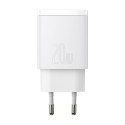 Baseus Compact fast charger USB / USB Type C 20W 3A Power Delivery Quick Charge 3.0 white (CCXJ-B02)