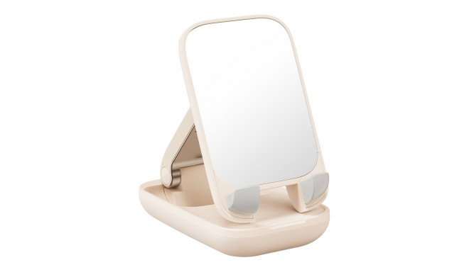 Adjustable phone stand with mirror Baseus Seashell Series - beige