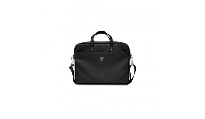 Guess Saffiano Triangle Logo bag for a 16&#39;&#39; laptop - black
