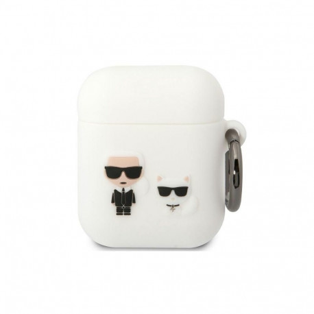 Karl Lagerfeld KLACA2SILKCW AirPods 1/2 cover white/white Silicone Karl & Choupette