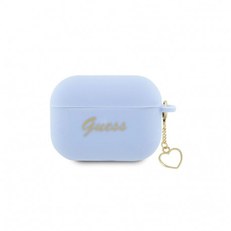 Guess GUAP2LSCHSB AirPods Pro 2 cover blue/blue Silicone Charm Heart Collection